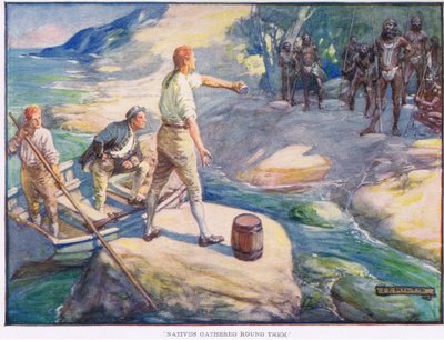 Natives gathered round them by Joseph Ratcliffe Skelton
